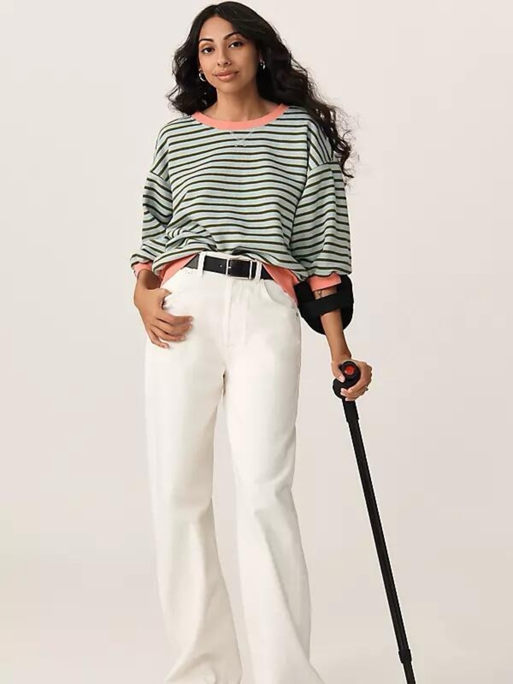 Pilcro for Anthropologie Niki Bubble Sleeve Sweatshirt Green and Coral size XS - Picture 3 of 12